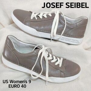 Josef Seibel Womens Grey Claire 01 Leather Lace Up Sneakers EURO 40 US 9 | 76846